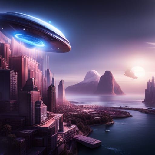 UFO Abduction Detailed Matte Painting