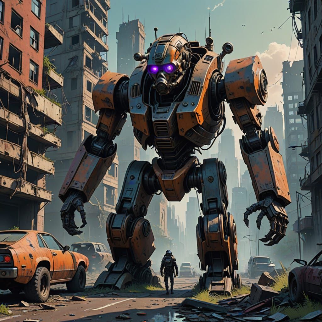 Post-Apocalyptic Metropolis in Cyberpunk Style