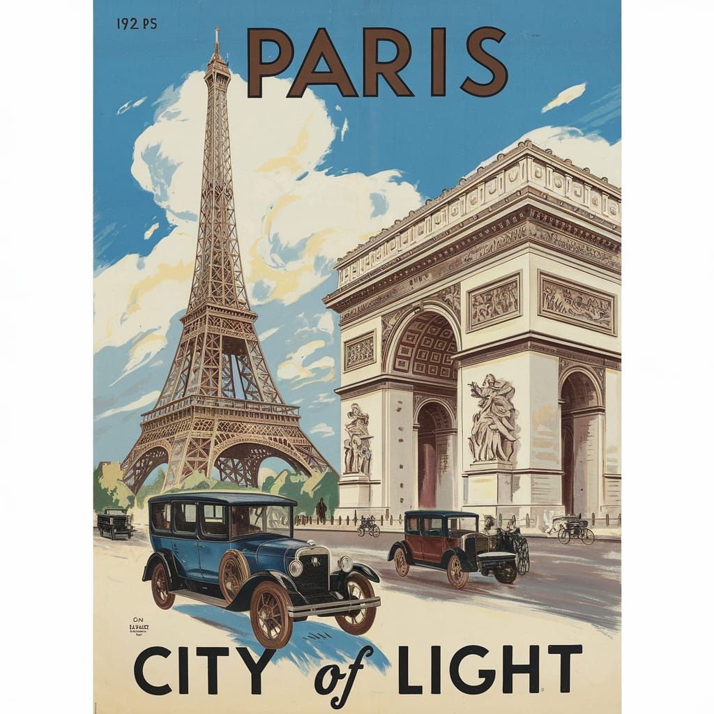 Vintage 1920s Paris Travel Poster