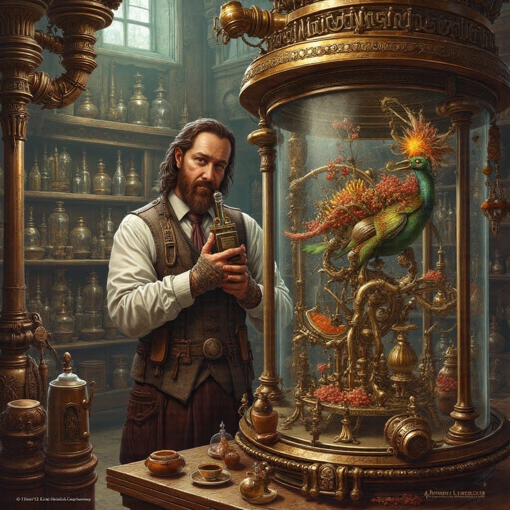 Steampunk Inventor's Laboratory with Hybrid Device