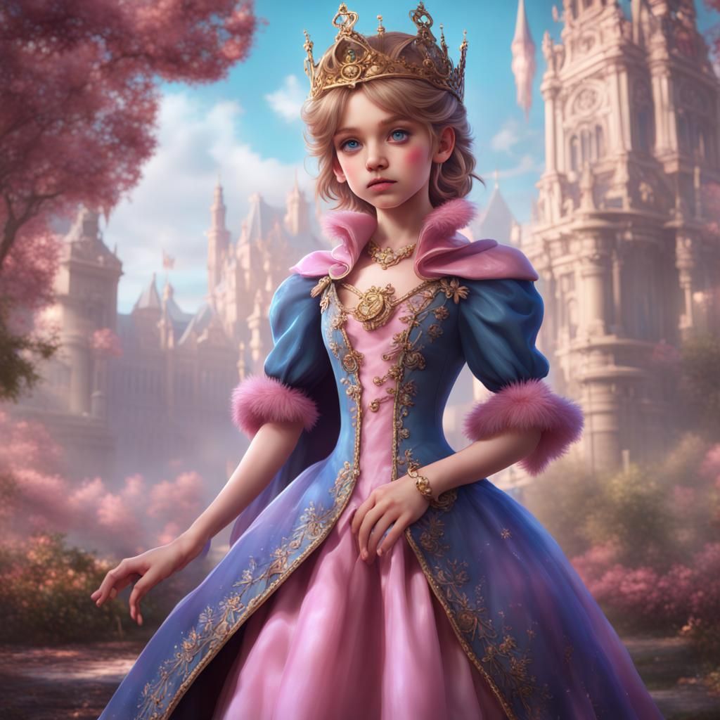 Boy Dolled Up as Princess: Detailed Fantasy Art