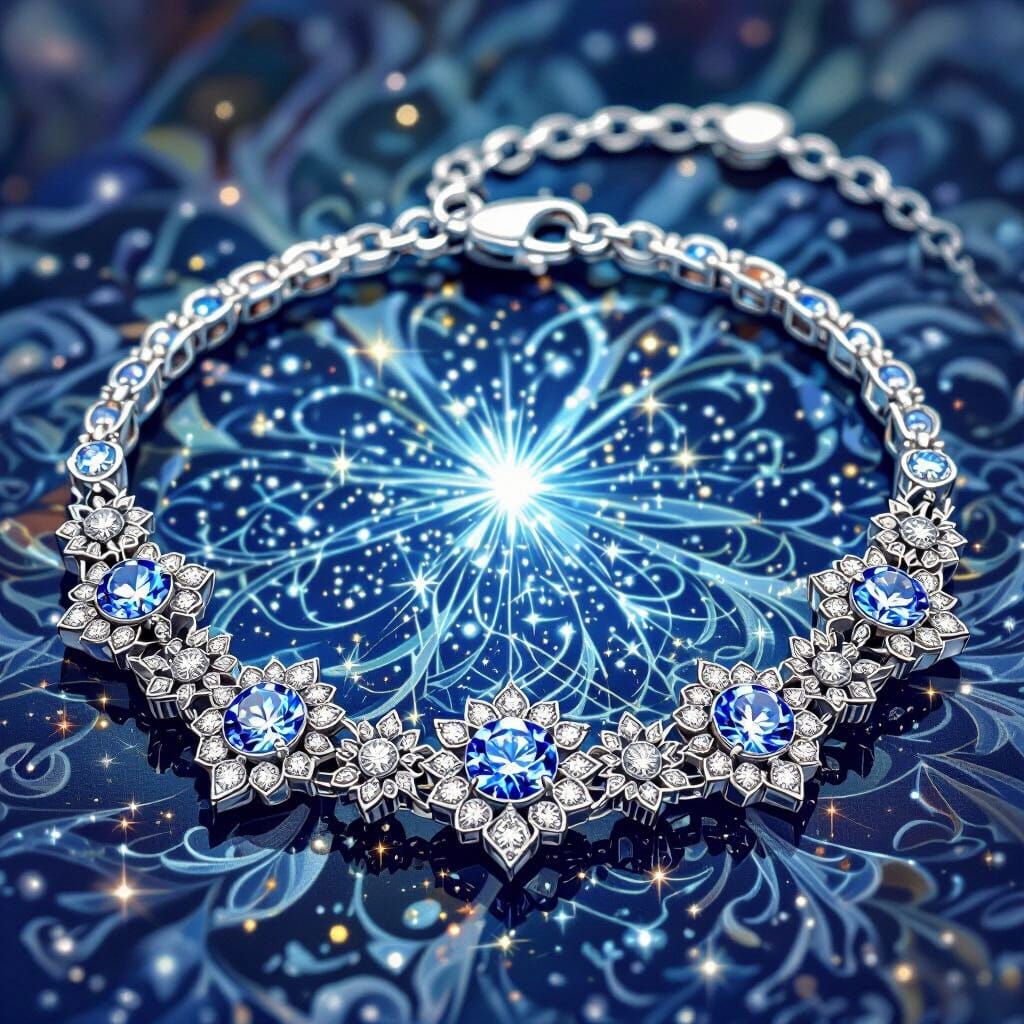Silver Bracelet with Blue Diamond Constellation