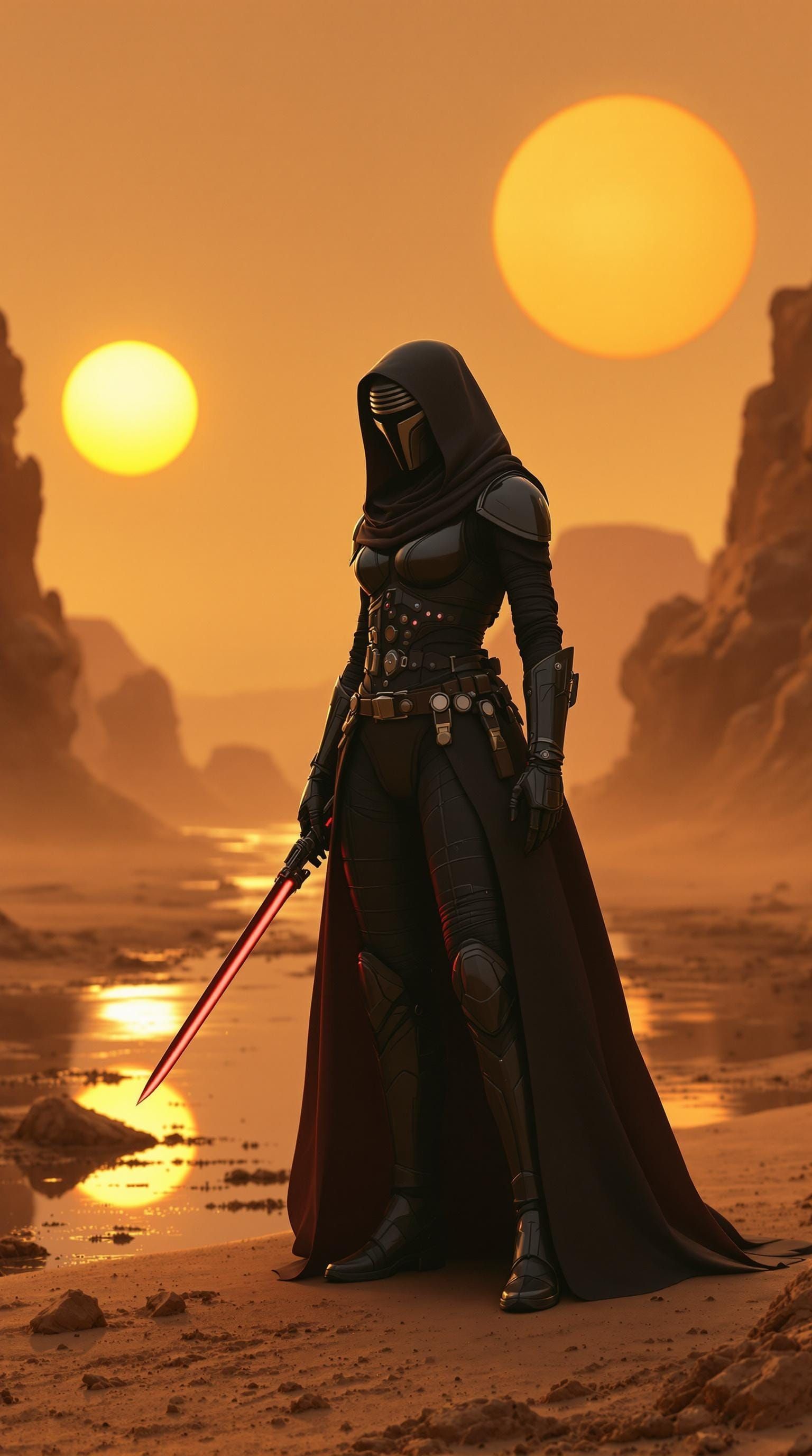 Mysterious Sith Bounty Hunter Sips in Tatooine's Golden Ligh...