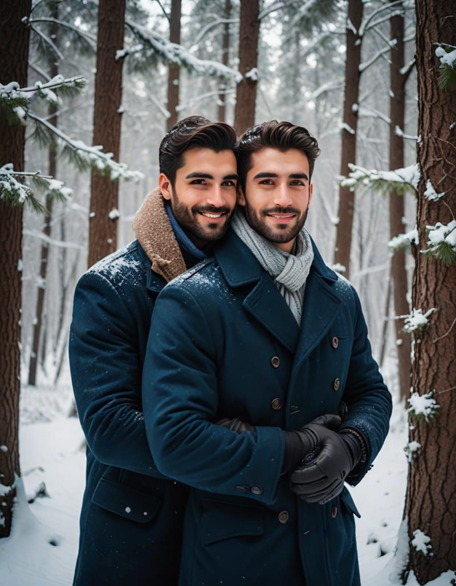 Arab Lovers in Winter Wonderland