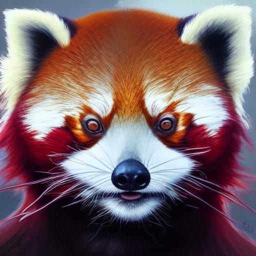 Hyperdetailed Red Panda Portrait in Digital Art Style