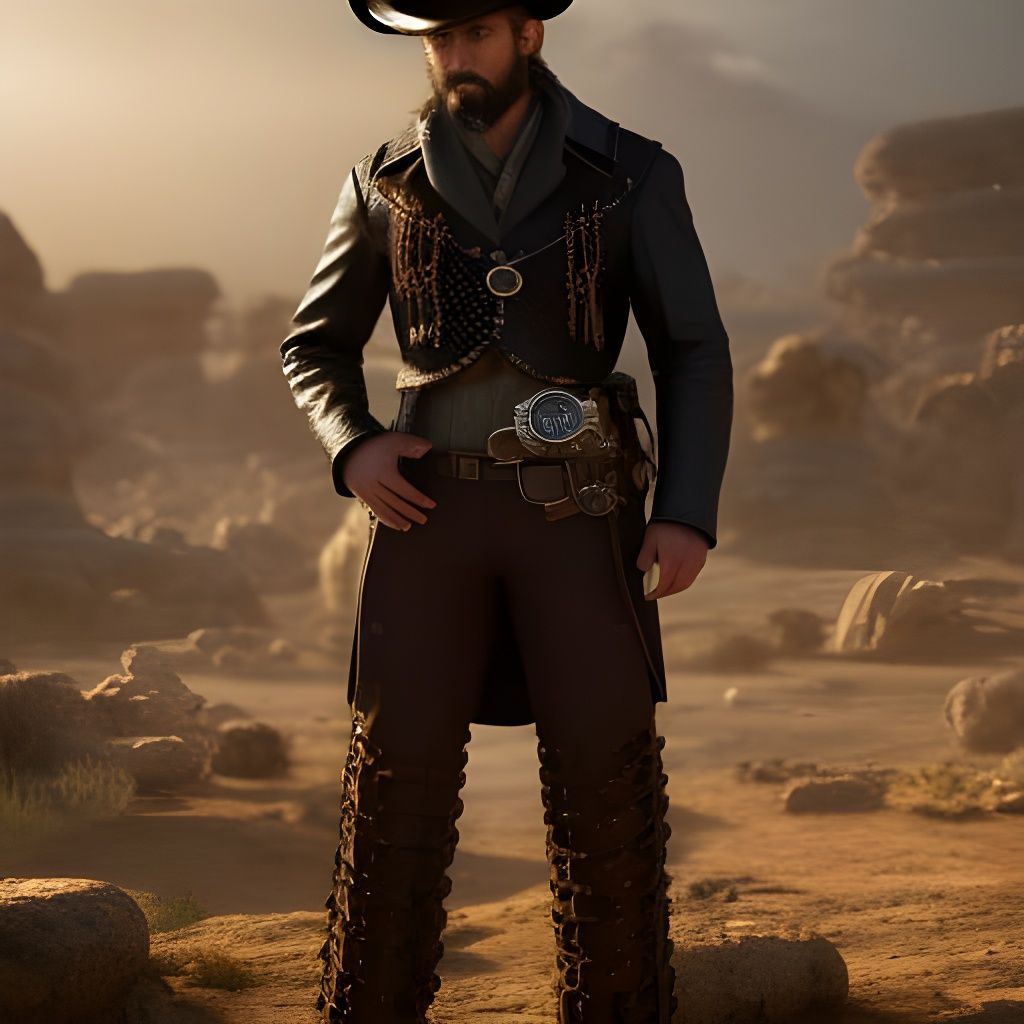 Steampunk Cowboy Portrait in Wild West Town