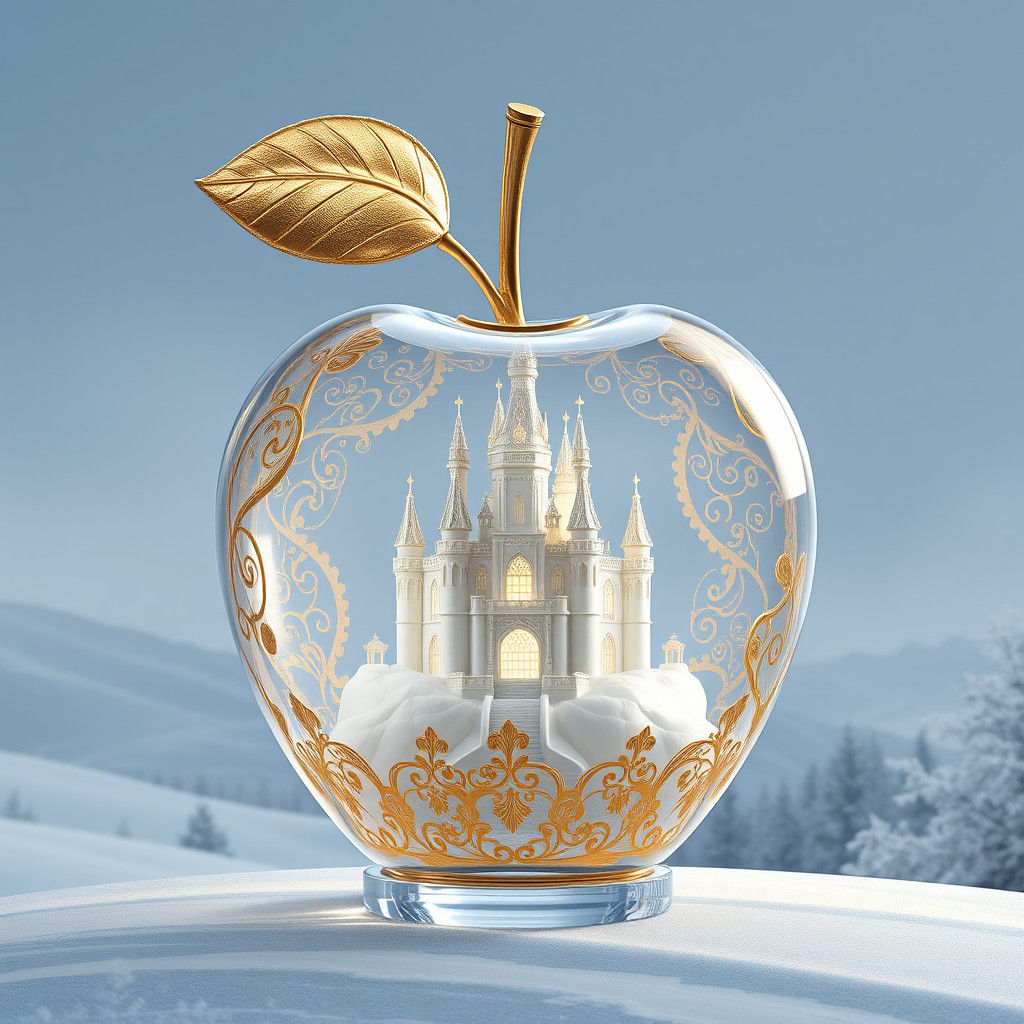 Crystal Apple Castle with Gold Filigree