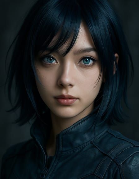 Anime Female with Blue Hair in 3D Style