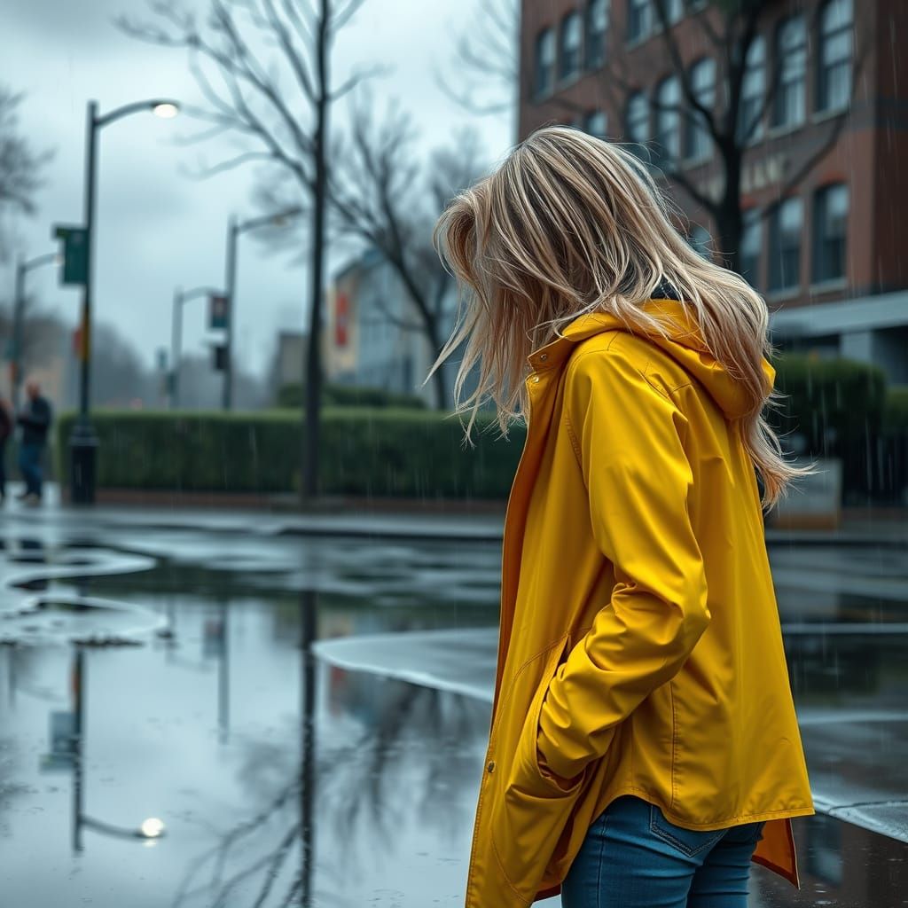 Gwen Stacy Reflects in Puddle on Rainy Day