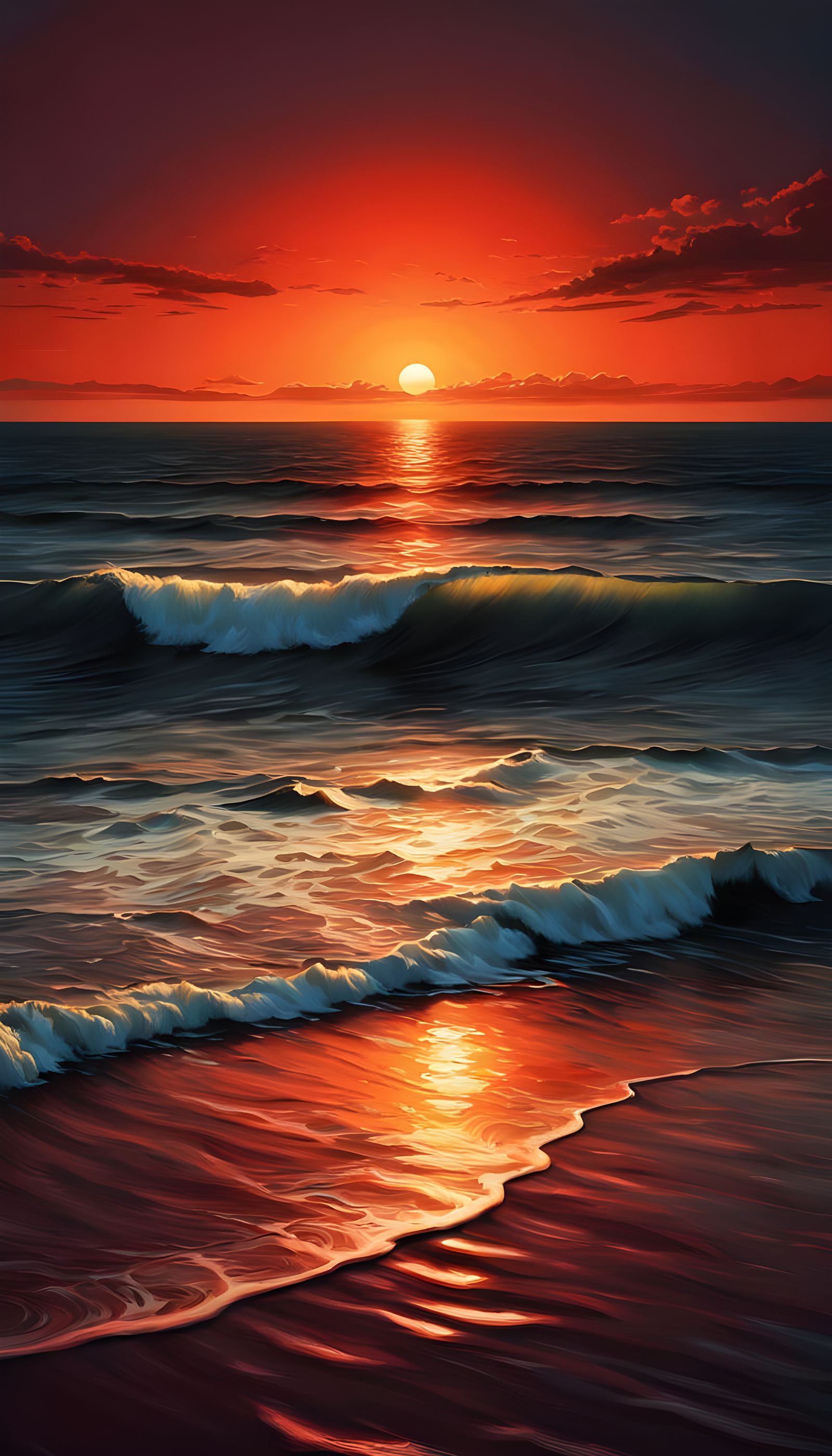 Geometric Abstract Sunset in Australian Tonalism Style