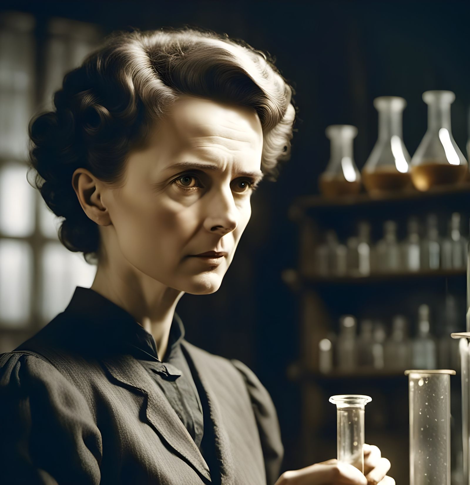 Hyperrealistic Portrait of Physicist in Lab, c. 1900