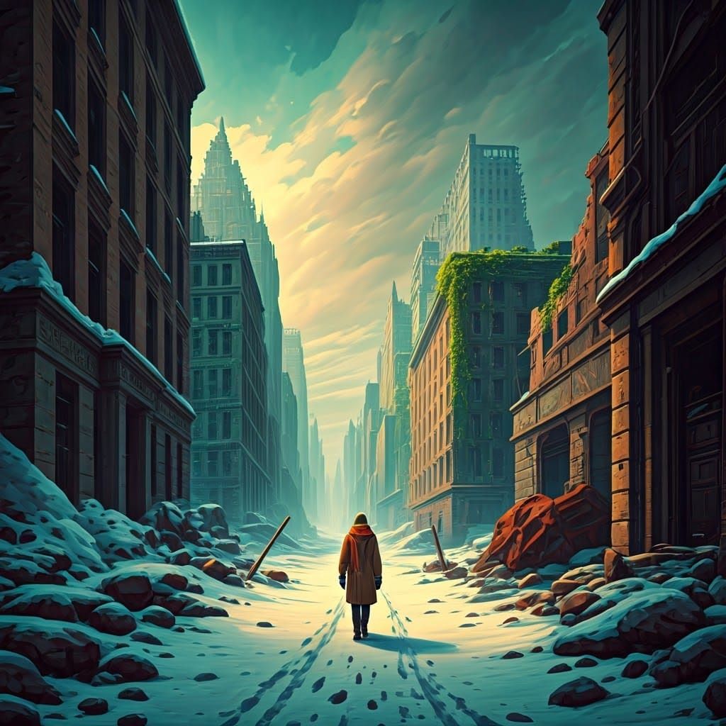 Post-Apocalyptic Cityscape in Vibrant Fauvist Style