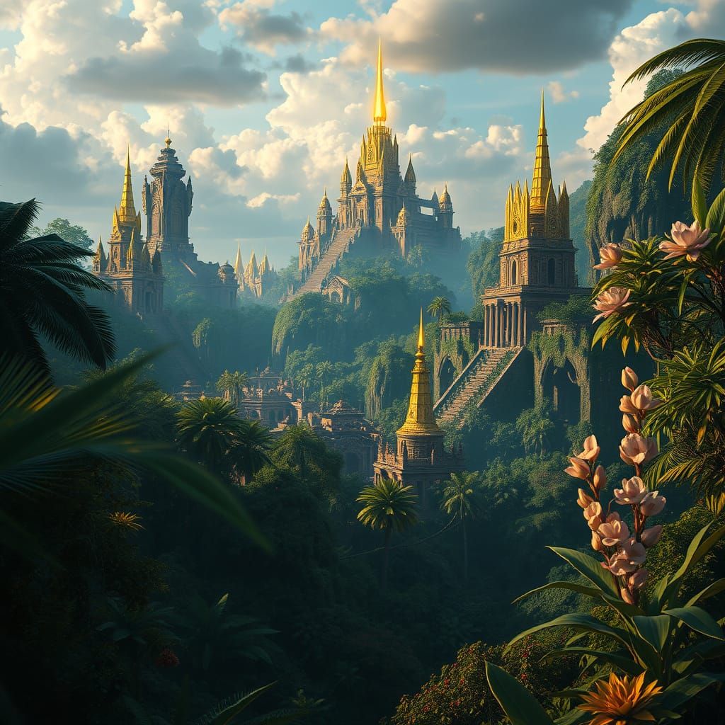 Lost Golden Cities Amidst Jungle, Matte Painting