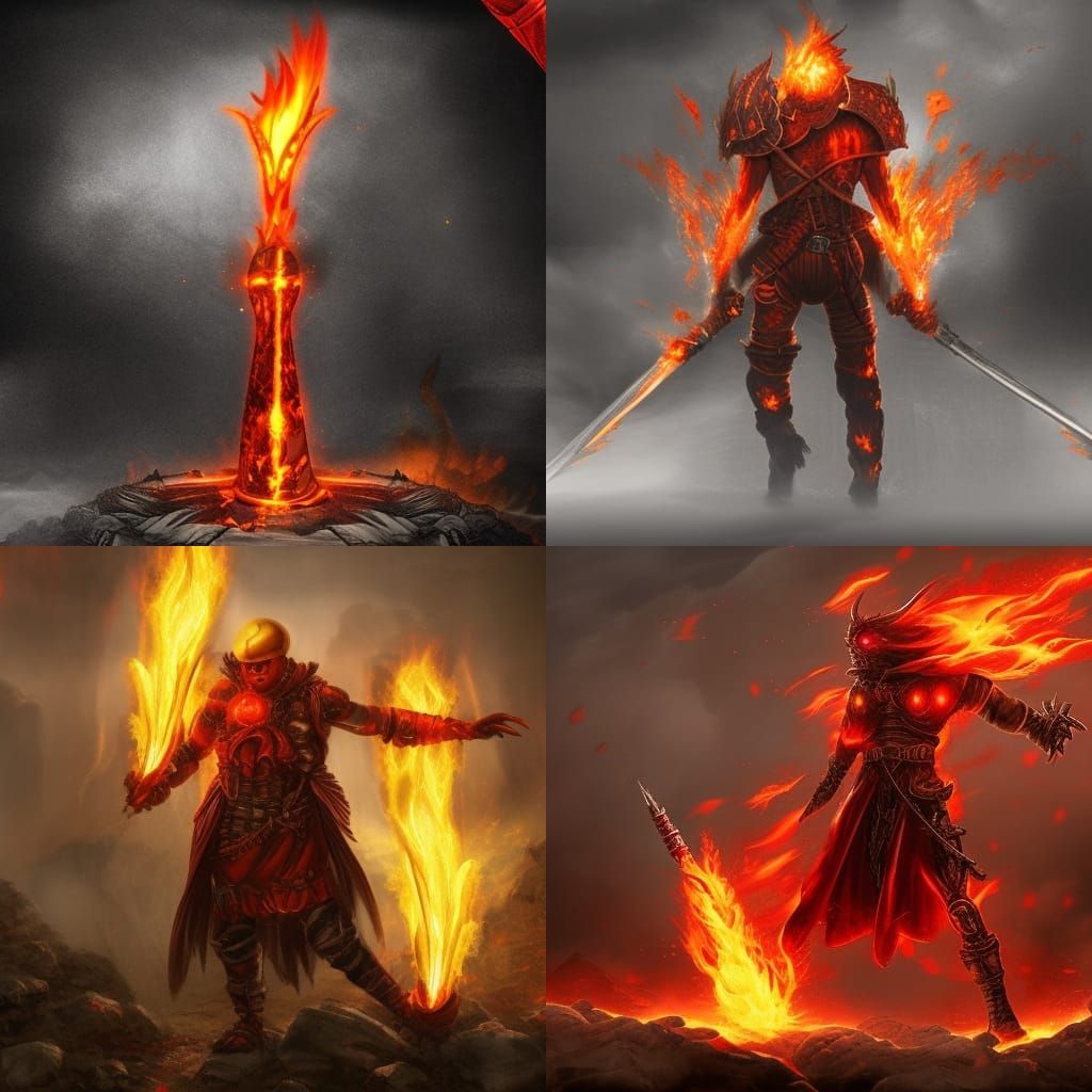 rpg red pyromancer using flame magic fire pillar red eyes