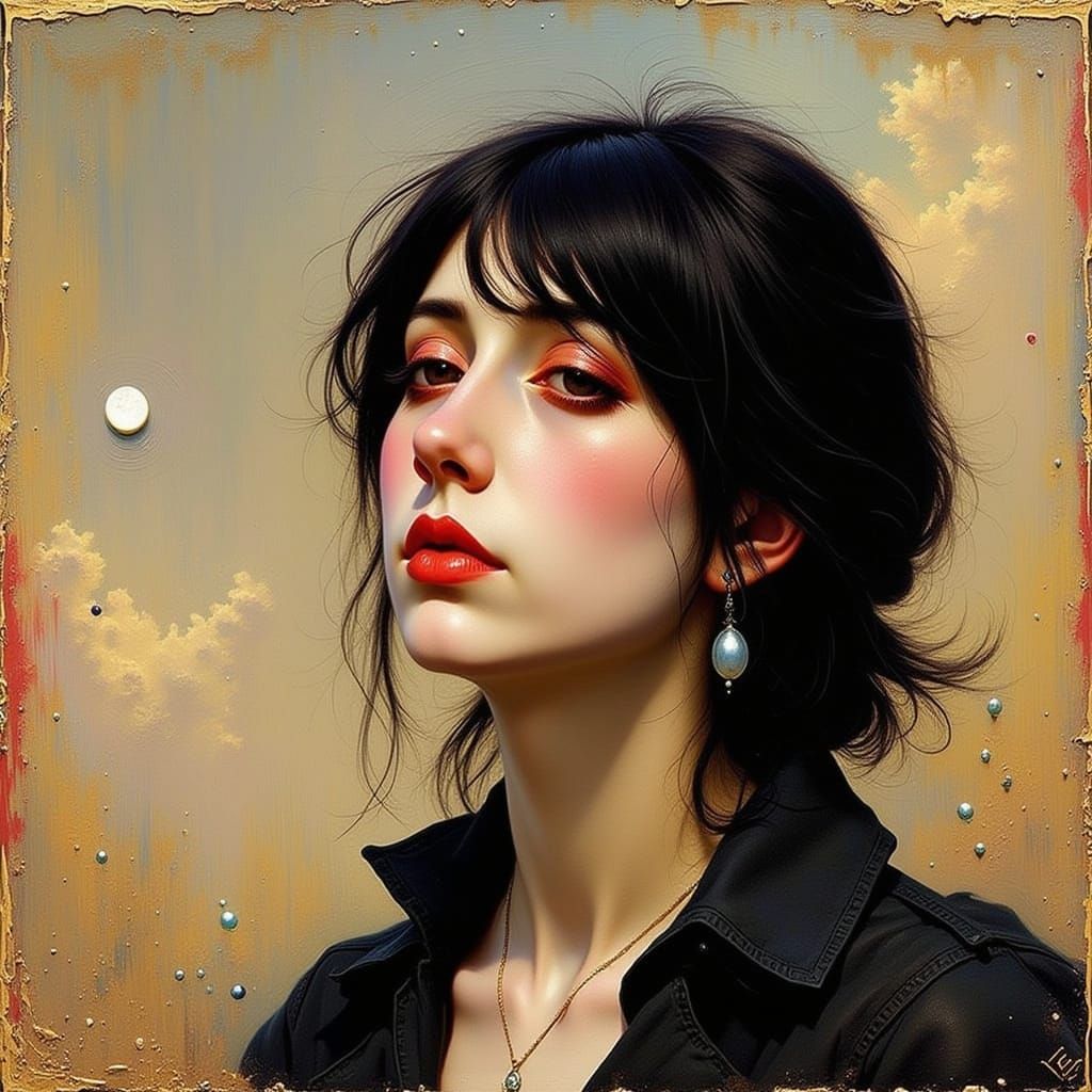 Stylized Caricature of a Goth Beauty