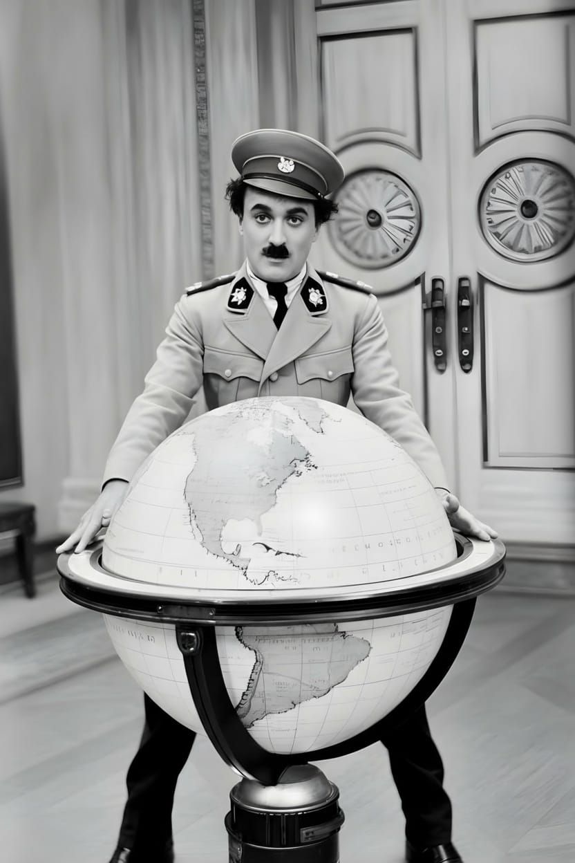 Man Impersonating Charlie Chaplin in a Suit