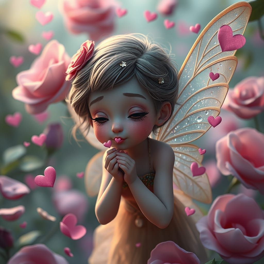 Delicate Whimsical Fairy in Vibrant Fantasy Scene