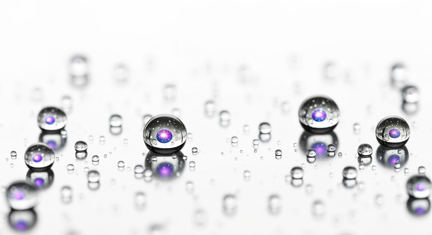 Cosmic Raindrops on White Background