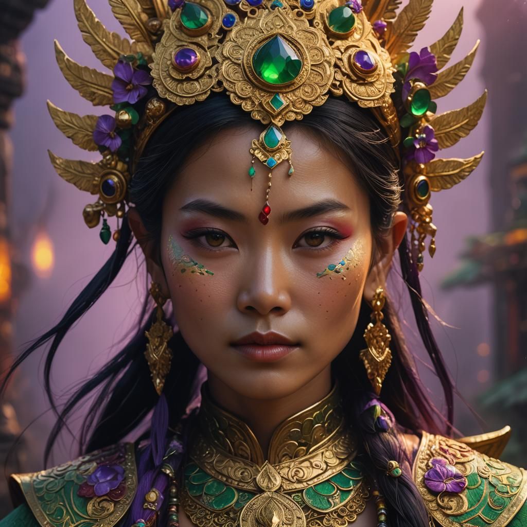 Lao Lady Portrait in Fantasy Matte Painting Style