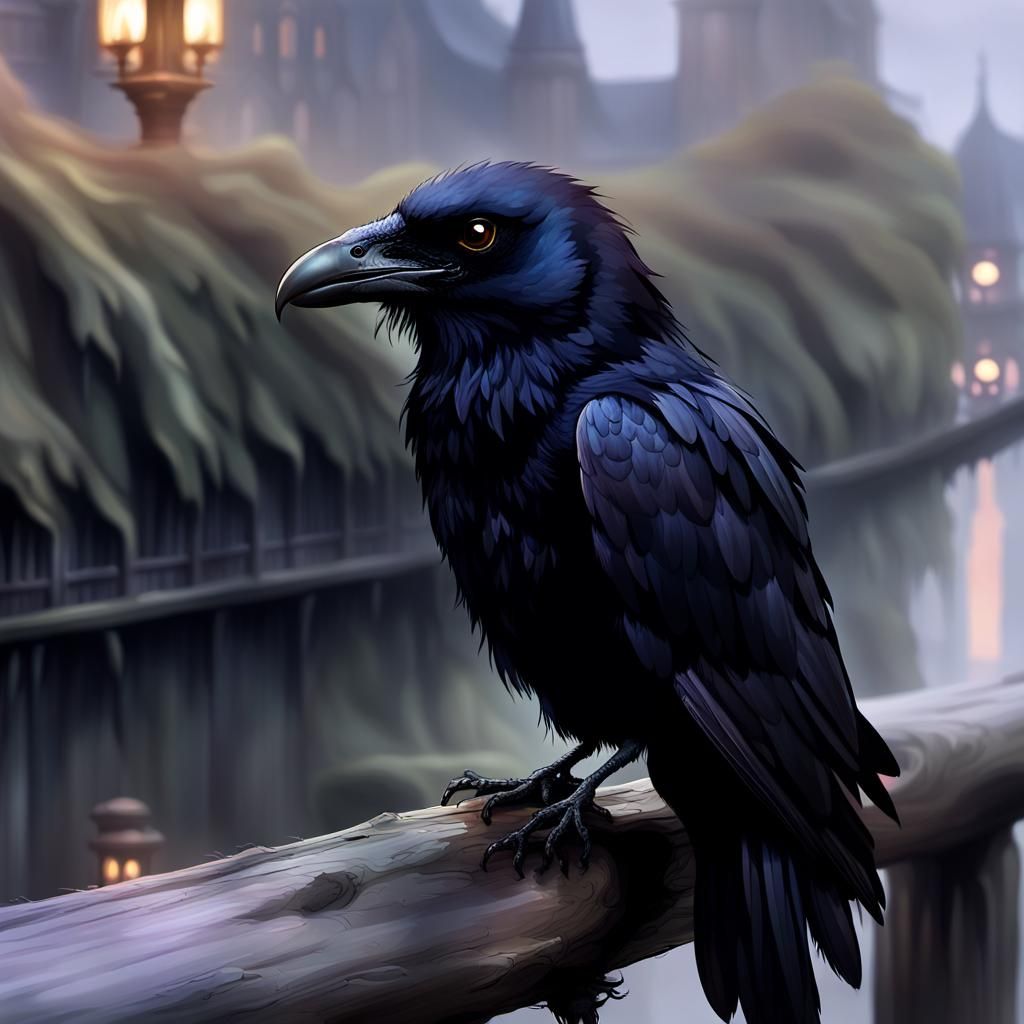 Mystical Crows in Ethereal Forest: Fantasy Art