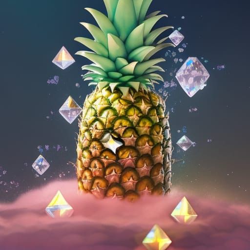 Pineapple with Luminous Crystals in Art Nouveau Style