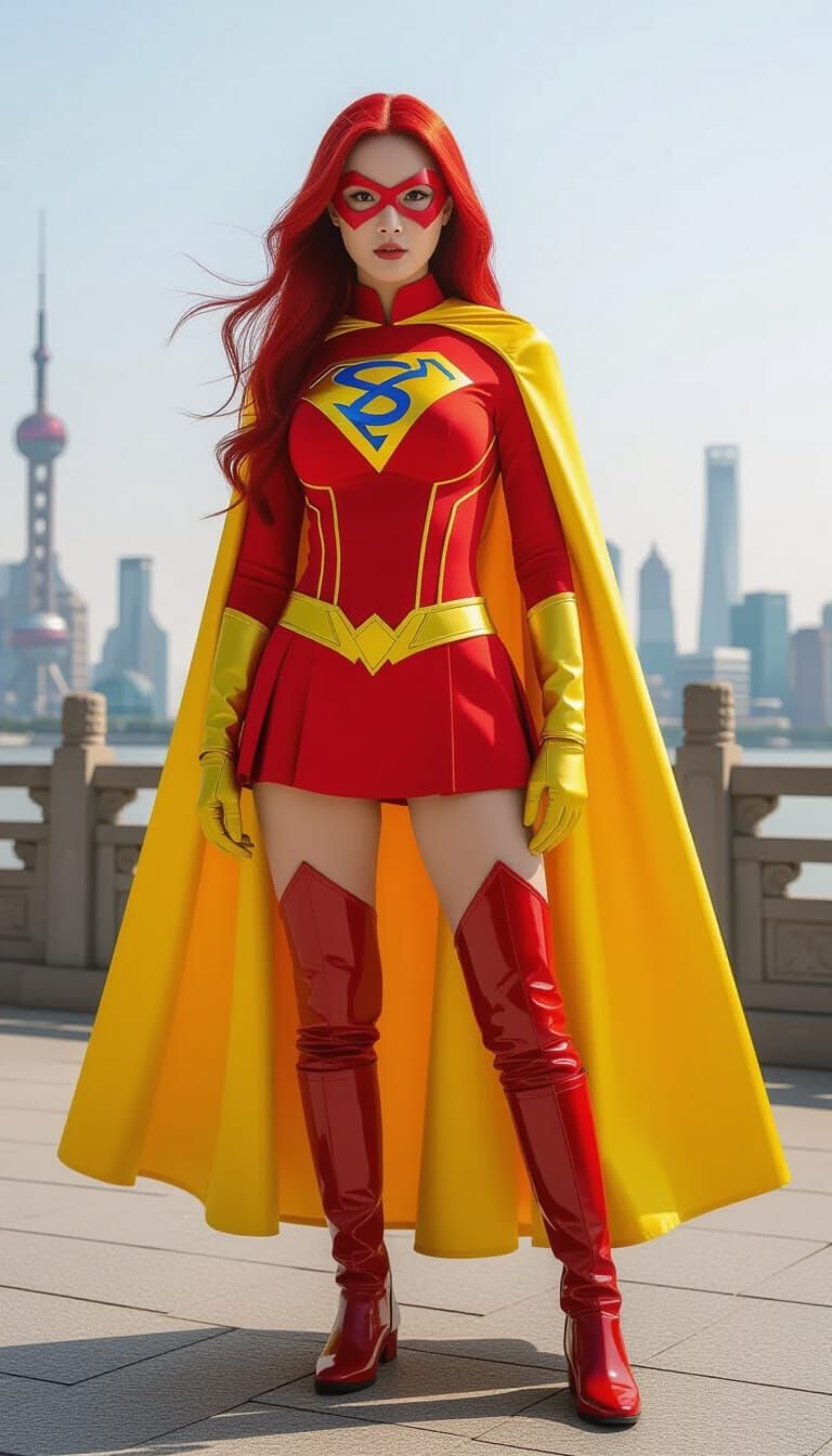 Chinese Superheroine Infinity Star in Modern Room
