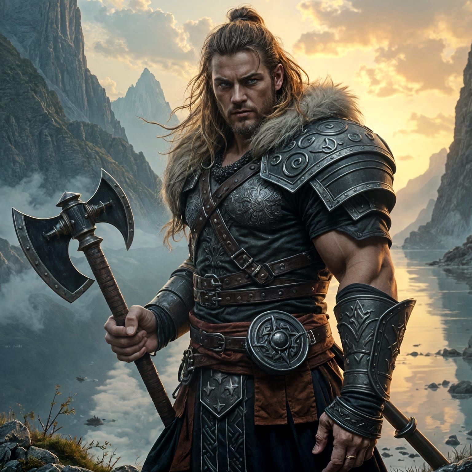 Viking Warrior in Dark Fantasy Realism