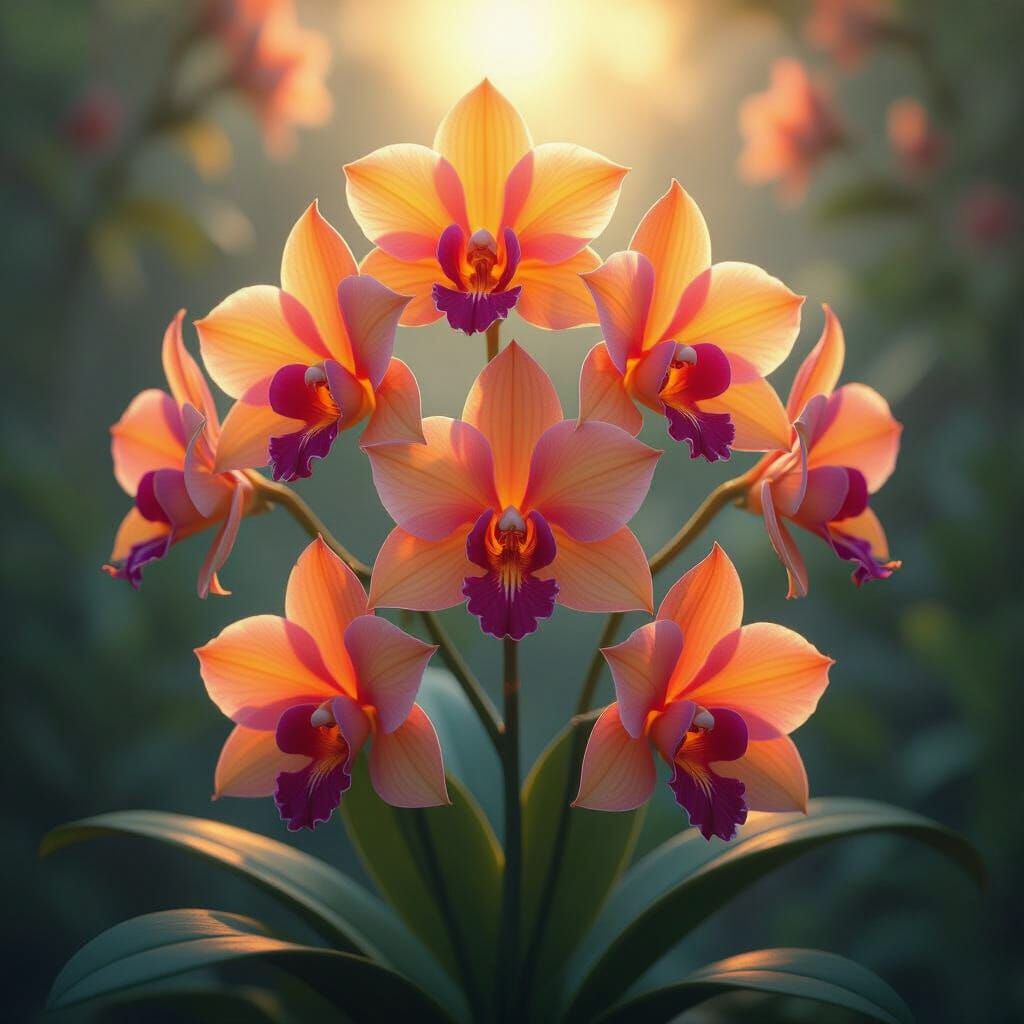 Hyperdetailed Sunflare Orchids in Dark Fantasy Art