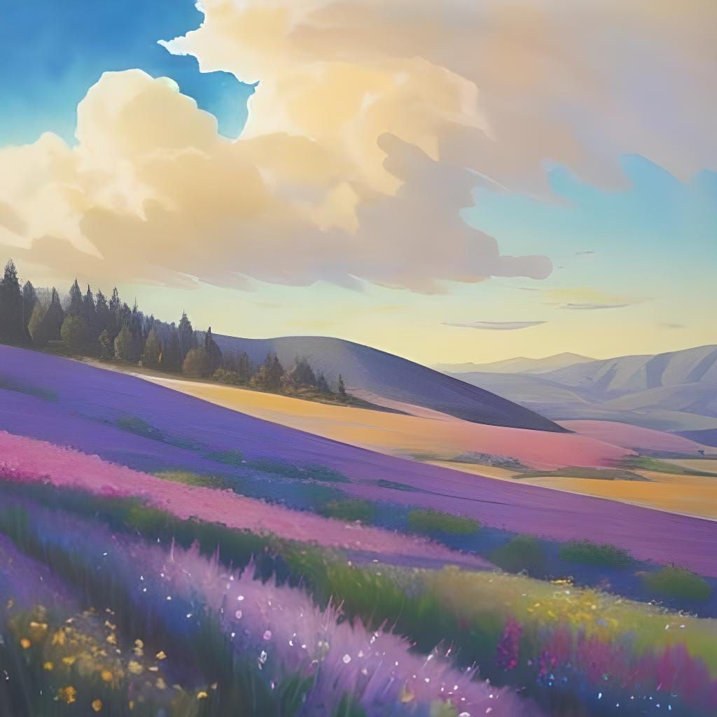 California Wildflower Field Watercolor Painting
