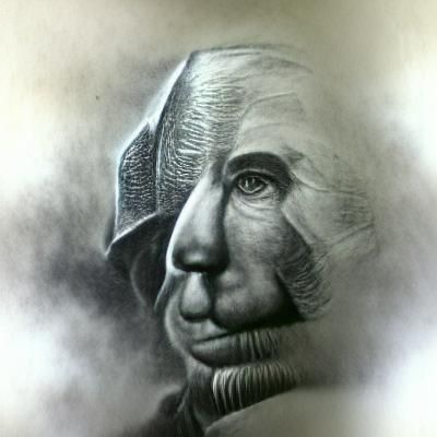 Hyperdetailed Charcoal Drawing of George Washington
