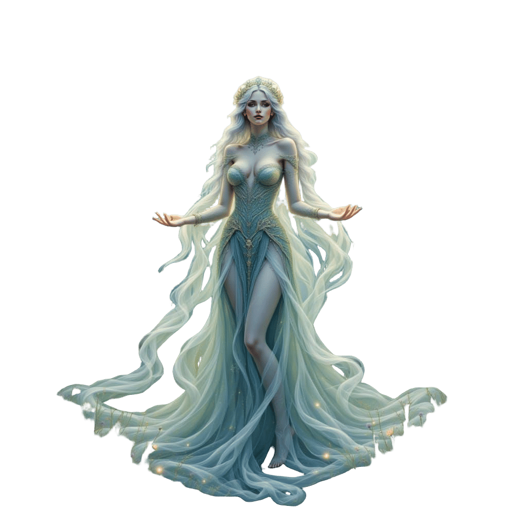 Sorceress Casting Spell in Moonlit Glade, Watercolor Style