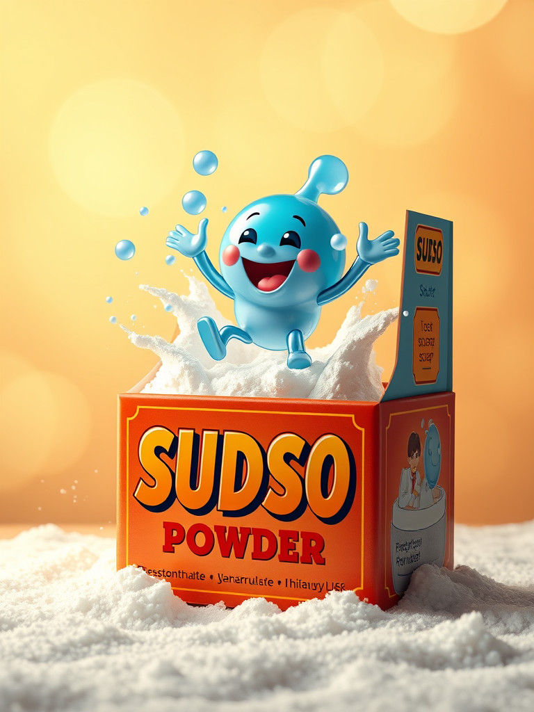 Vintage Soap Powder Box with Bubble Character in Matte Paint...