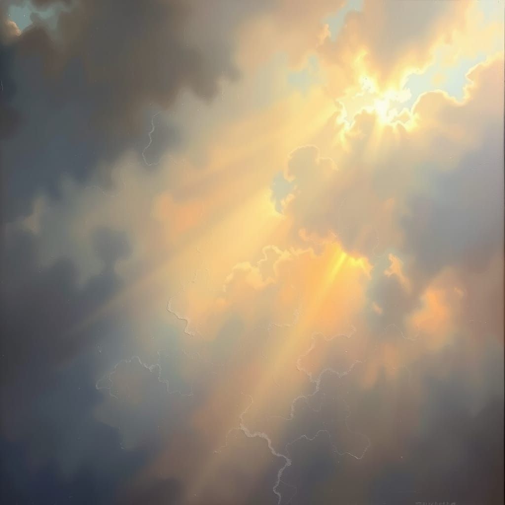 Ethereal Oil Painting of Golden Divine Light