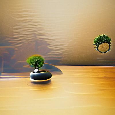 Bonsai Tree on Floating Orb in Minimalism