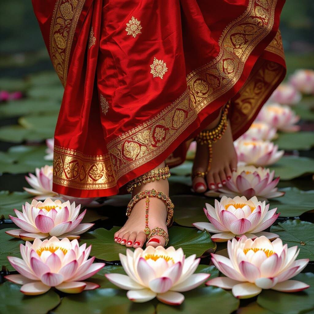 Maa Durga's Feet: A Classical Indian Art Depiction
