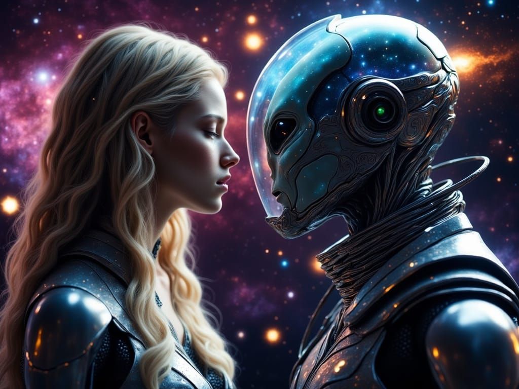 Astronaut Encounter with Alien Reflection in Space