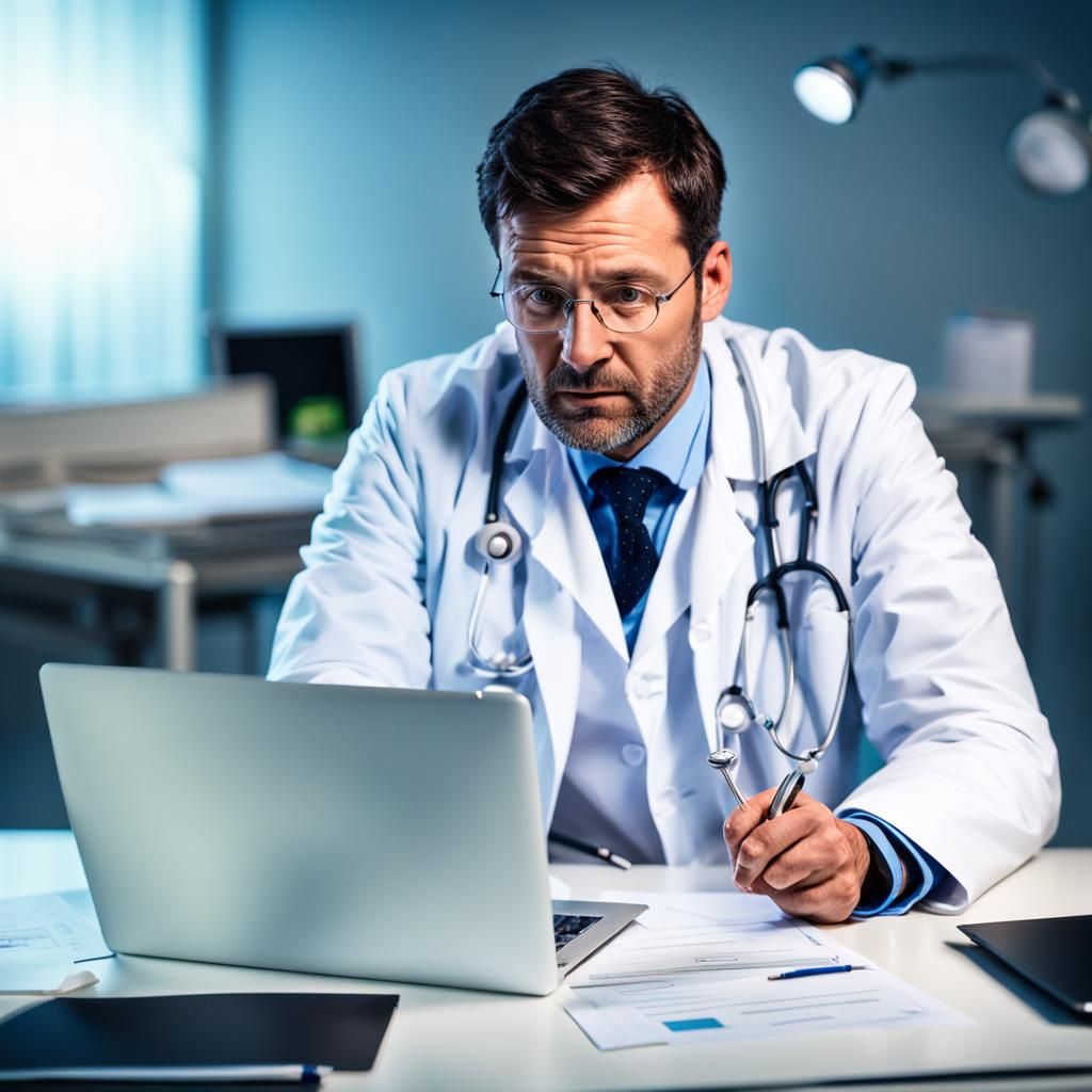 Disappointed Doctor Portrait in Professional Photography Sty...