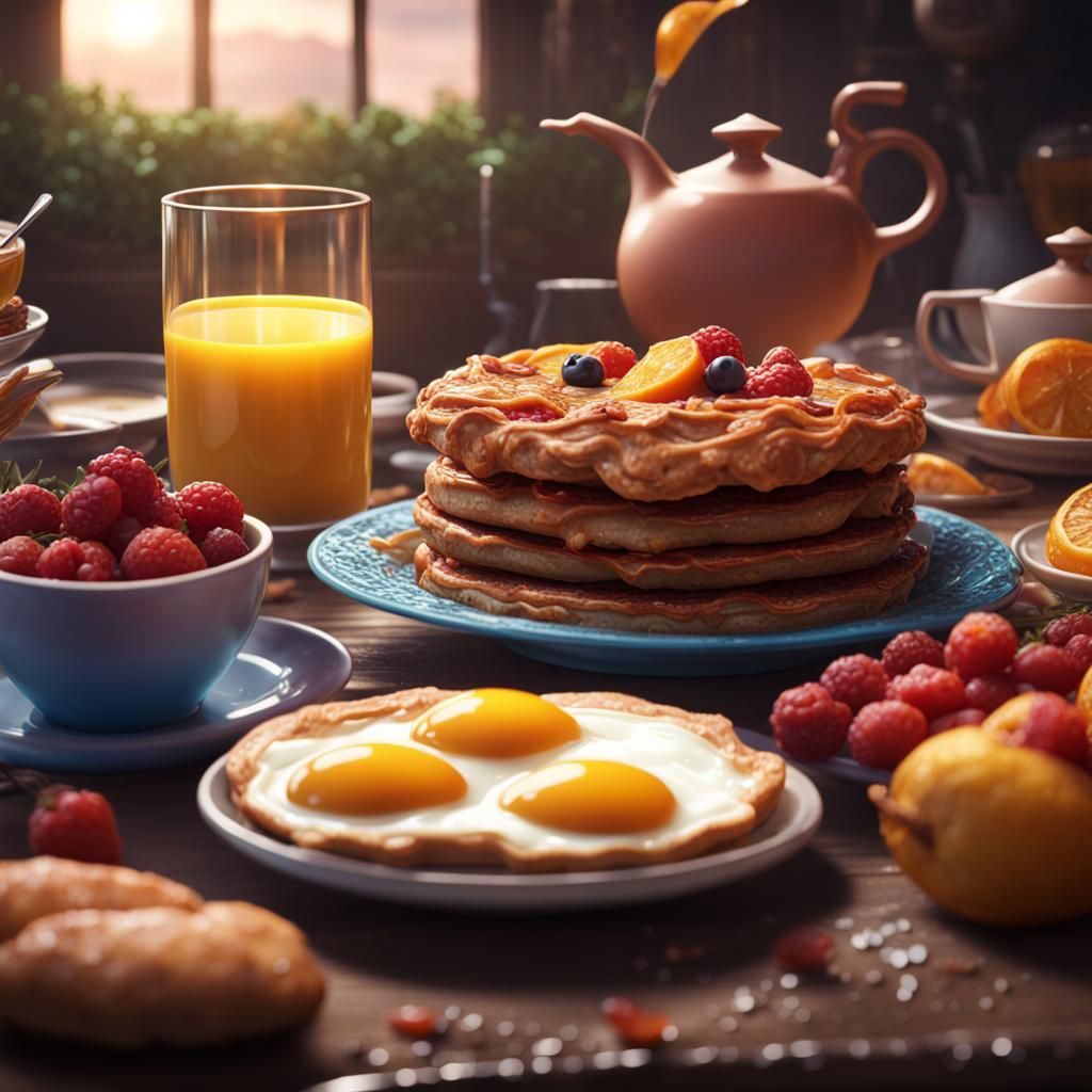 Detailed Close-Up of a Delicious Breakfast