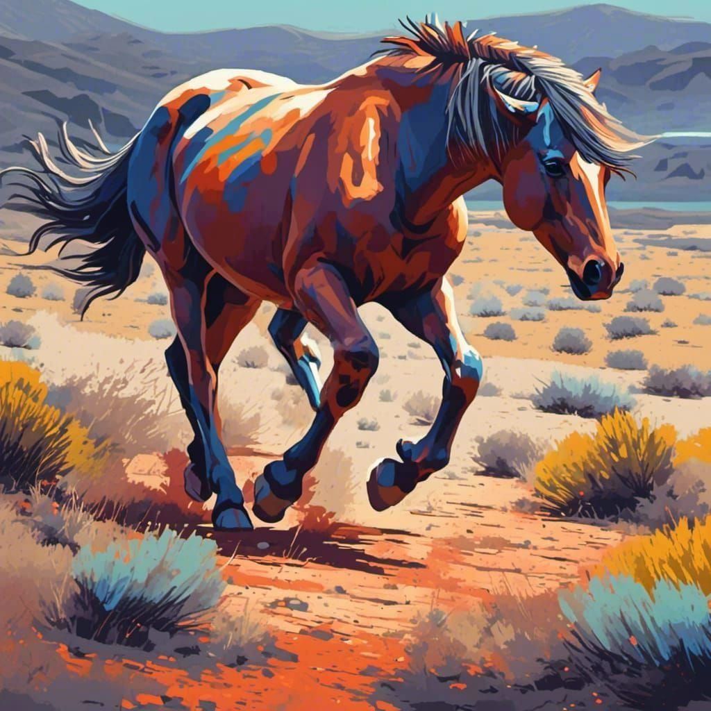 Wild Horse in Screen Printing Style