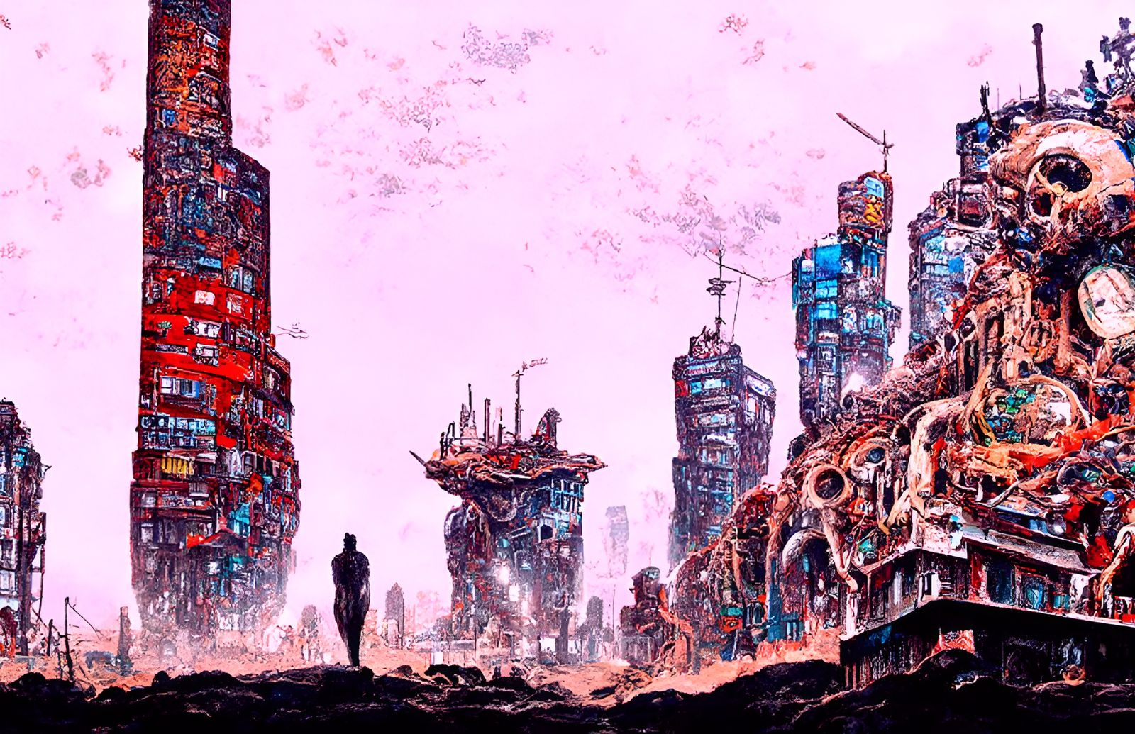 Cyberpunk Cityscape in Astral Mixed Media