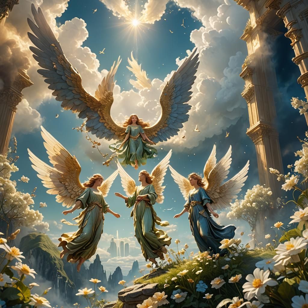 Angels in Ethereal Landscape: Fantasy Concept Art