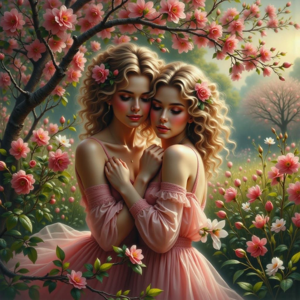 Childlike Embrace in Dynamic 3D Render