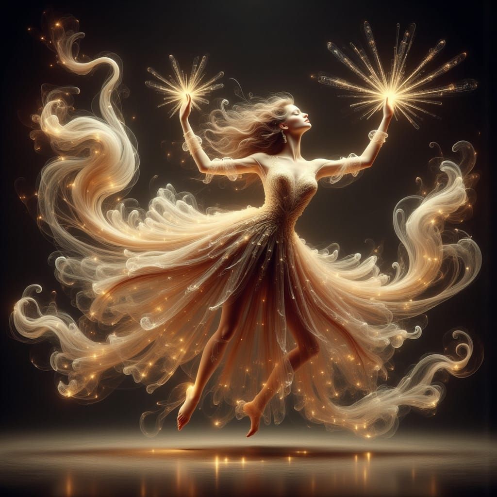 Kaleidoscope of Classical Dancers with Ethereal Lights