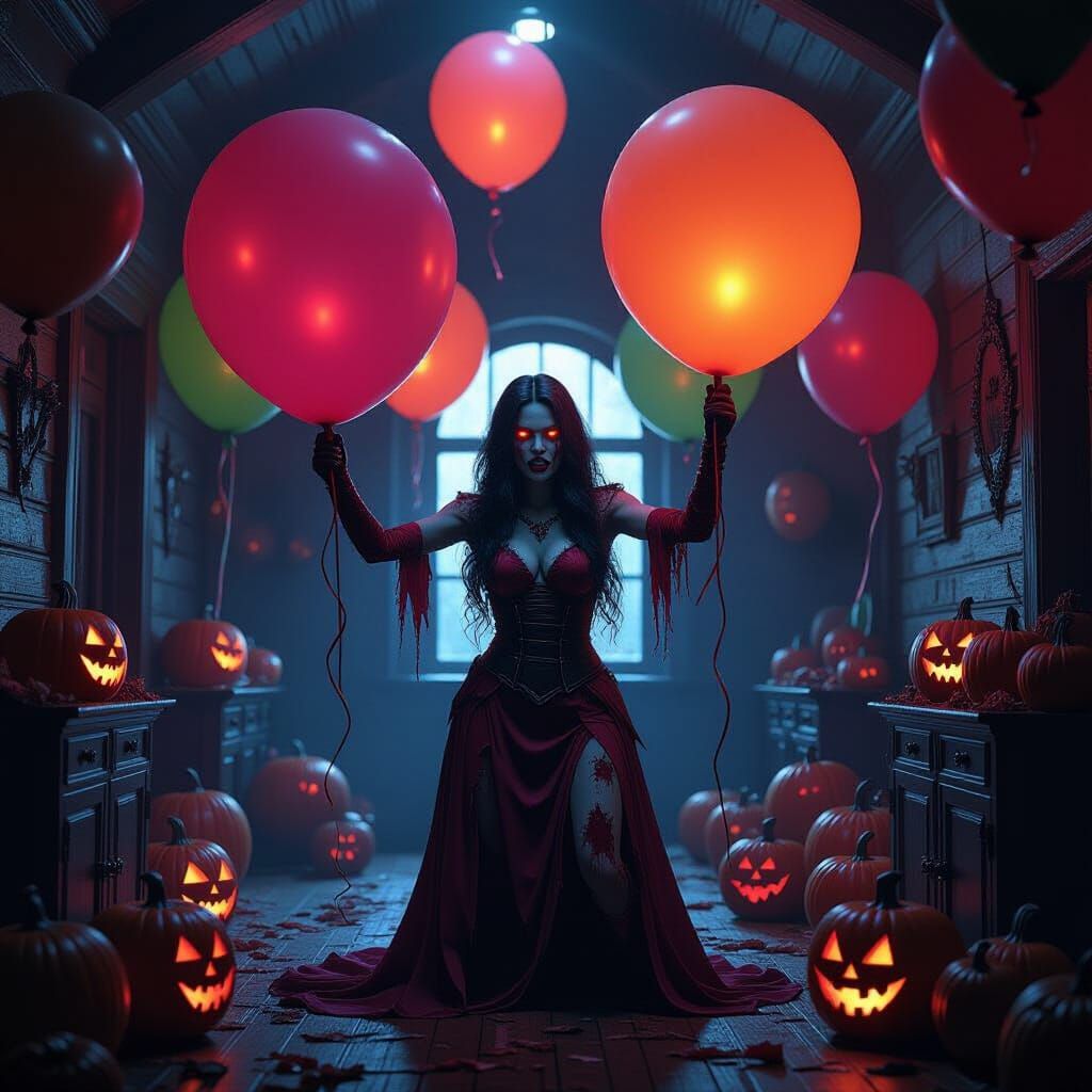Zombie Scarlet Witch Squeezes Glowing Halloween Balloons in ...