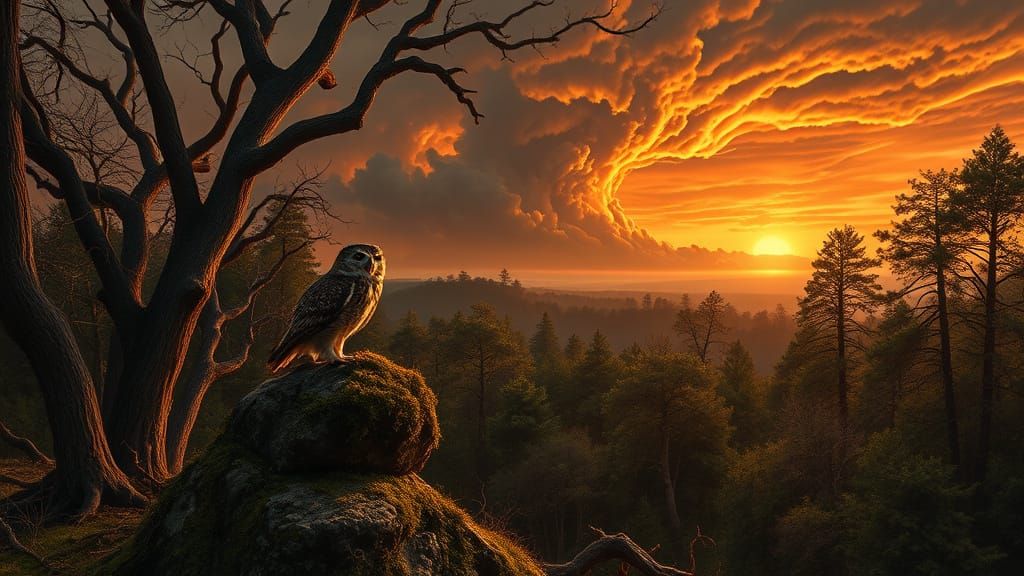 Mystical Forest at Dusk in a Moody, Romantic Style