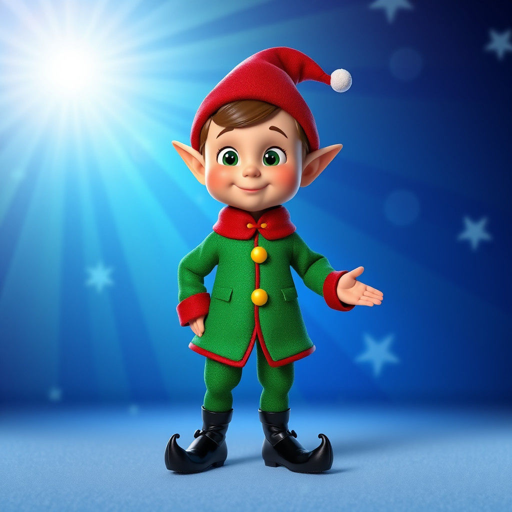 Cherubic Santa's Elf in Emerald Green: 3D Digital Art