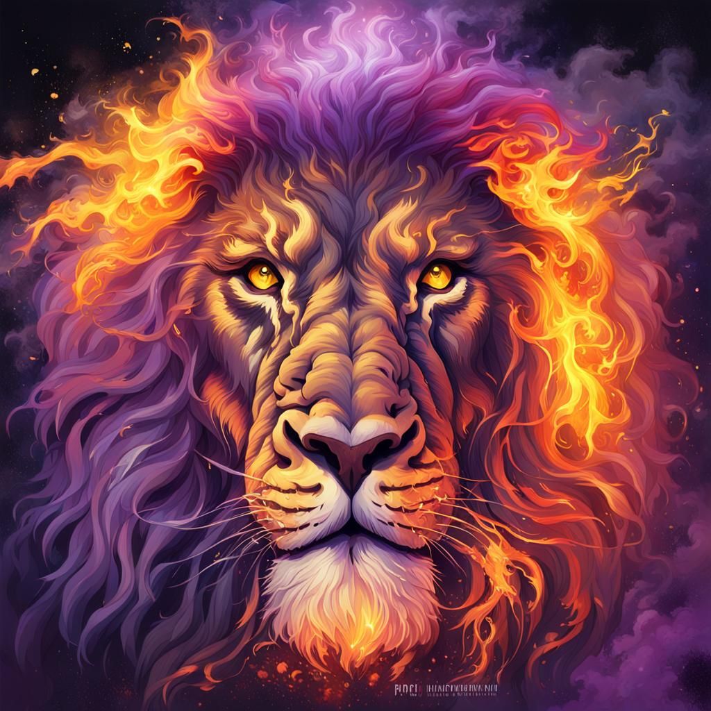 Fire Lion Roaring into the Void