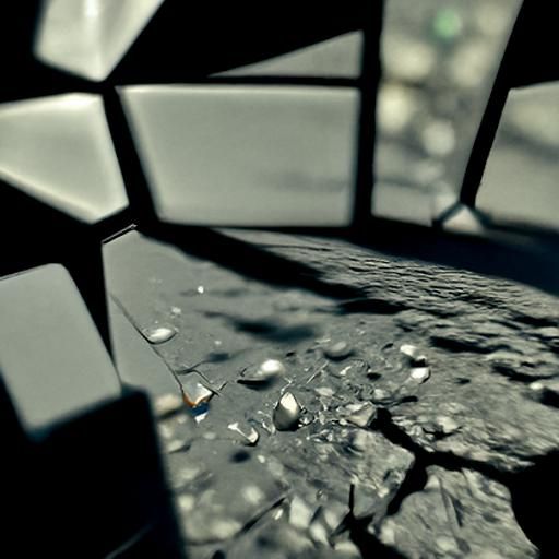 Moon Through Shattered Glass in 3D Render
