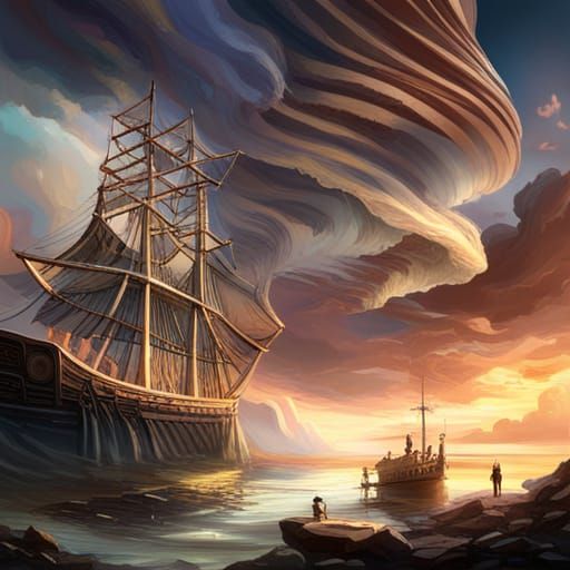 Steampunk Pirate Ships Clash in Epic Battle
