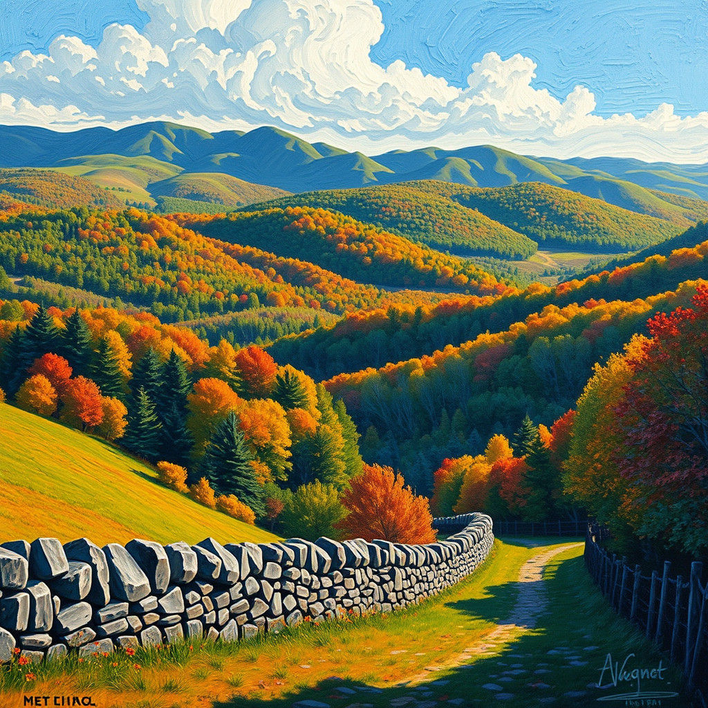 New England Landscape in Impressionist Style